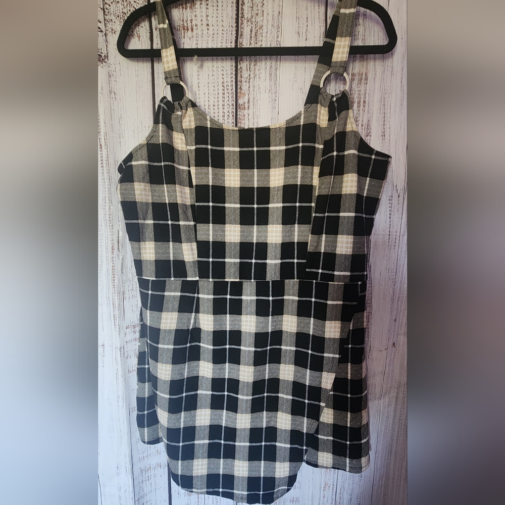 No Boundaries Black and Cream Checkered Dress